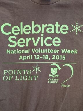 Hanes Brown Kids Tee with Bright Green Celebrate Service Print